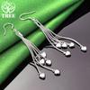 Luxury Noble Jewelry 925 Sterling Silver Heart Long Tassel Drop Earrings Women's Party Wedding Accessories Exquisite Design Gift