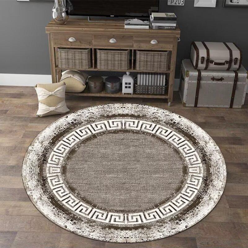 European Style Luxury Round Carpet Home Decoration Living Room Non-slip Large Rugs Bedroom Cloakroom Short Velvet Floor Mats