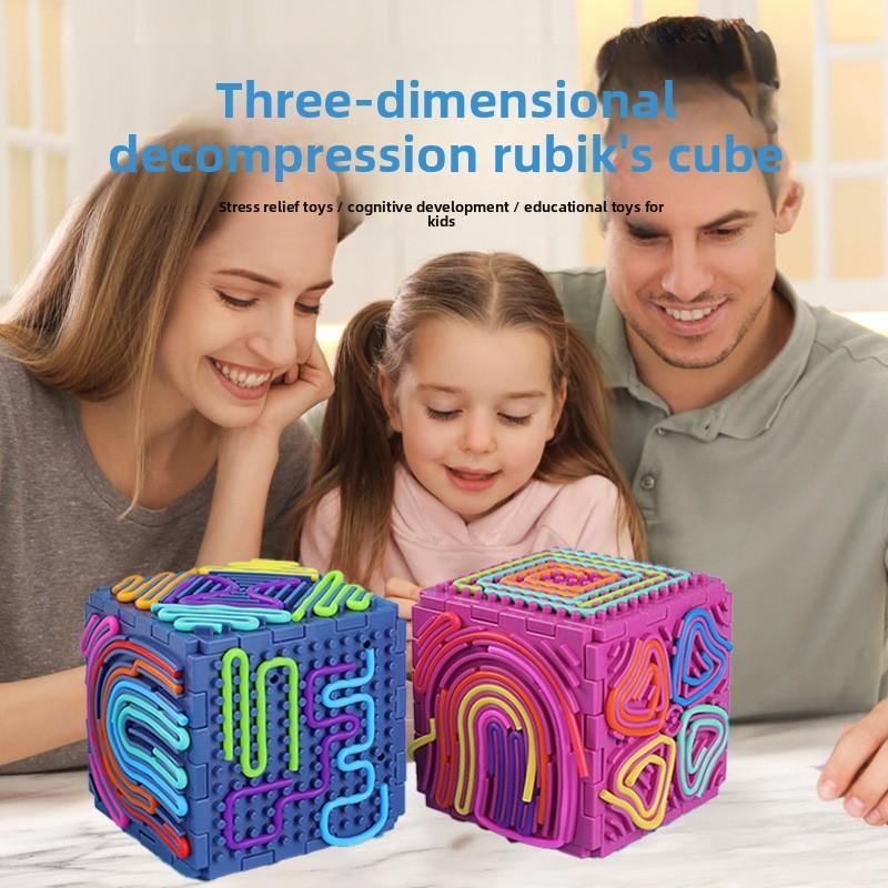 Sensory Decompression Board Toy With 3d Cube Assembly For Child Development