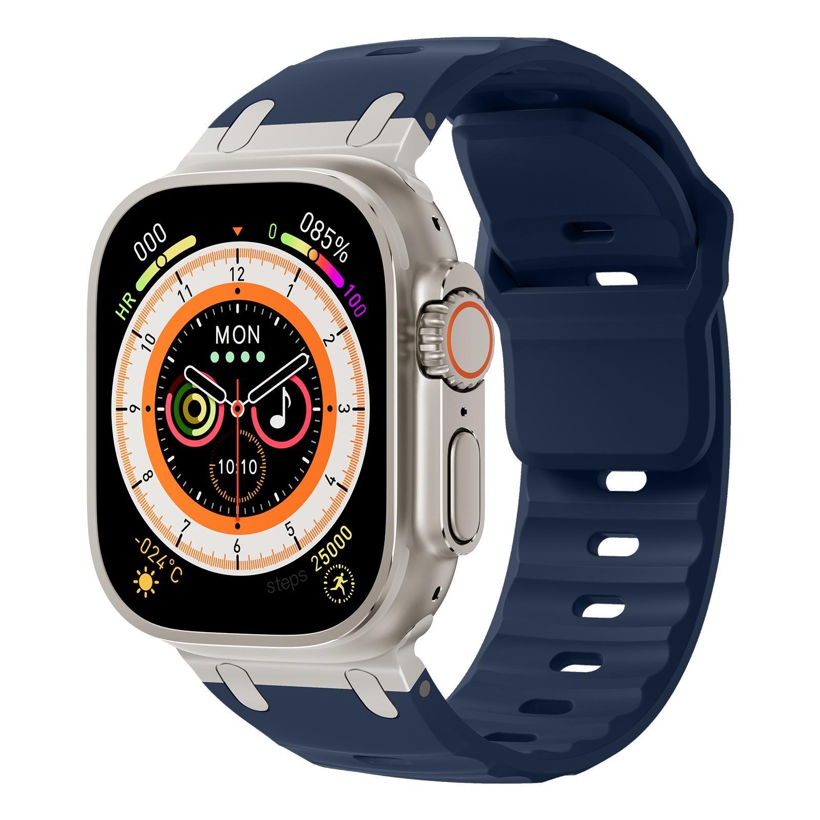 

Strap for Apple watch ultra 2 band 49mm 45mm 44mm Stainless Steel correas Sport Silicone bracelet iwatch Series 9 8 7 SE 10 46mm 42 44 45 49 S10-46mm midnight синього кольору
