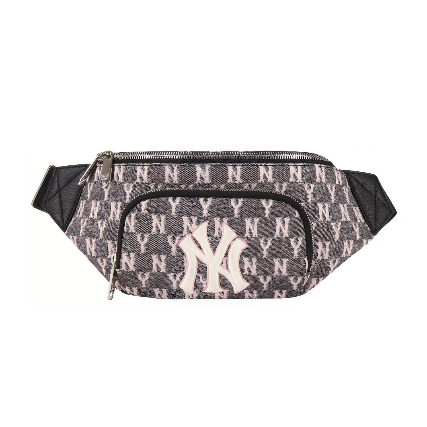 MLB Monogram Series NY Yankees Classic All Over Print Polyester Shoulder Bag Crossbody Bag Waist Bag Unisex bags Dirty-Pink 32BGCA011-50L Dirty Pink Print