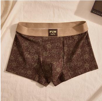 Men s Spring and Summer Rose Print Cotton 10A Antibacterial Four Corners Underwear L