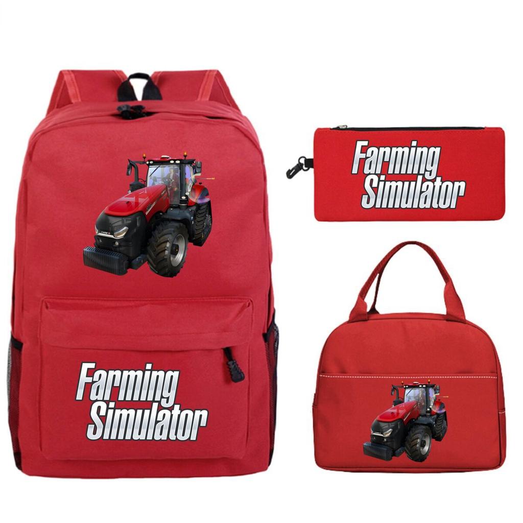 Mochila Personalizada para Niños Estampada Farming Simulator para Escuela Primaria y Secundaria Bolsa de Comida Estuche