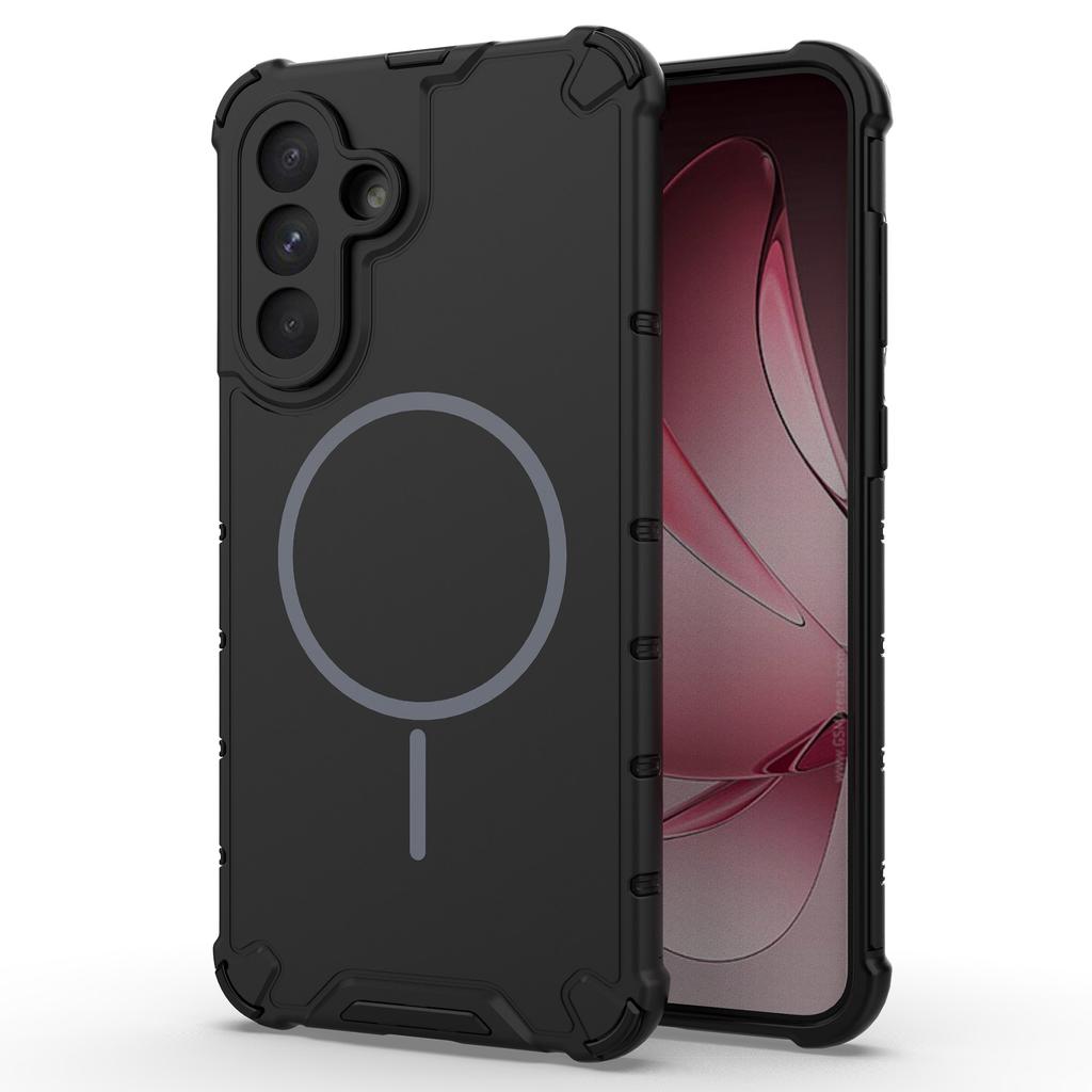 For Samsung Galaxy A56 5G Magnetic Case Corrugated Texture Heat Dissipation TPU+PC Phone Back Cover