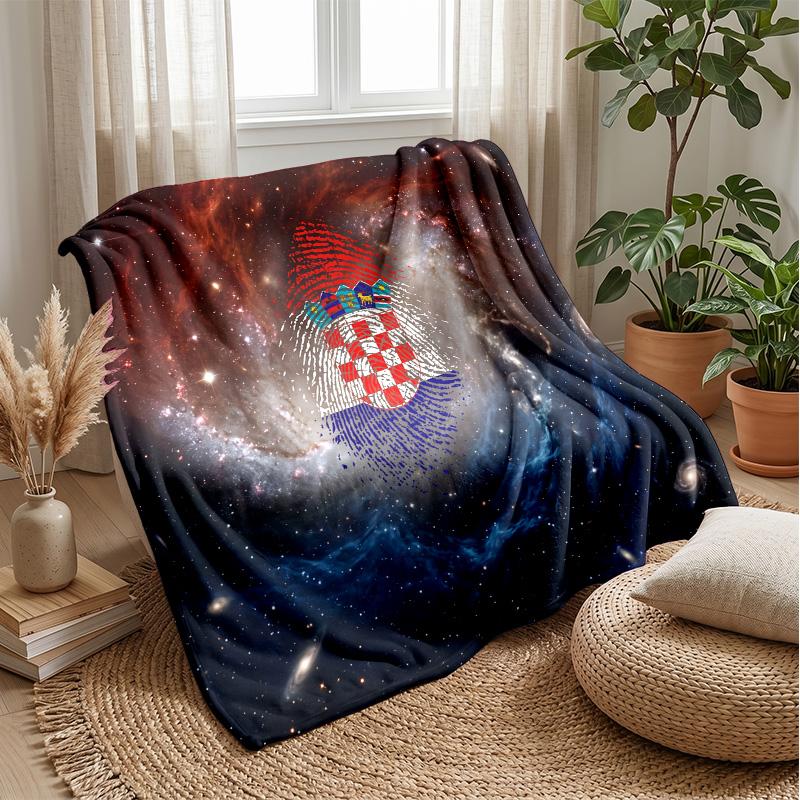 Croatia Football Printed Flannel Blanket Skin Friendly Warm Decorative Throw for Indoor Couch Bed Daily Use