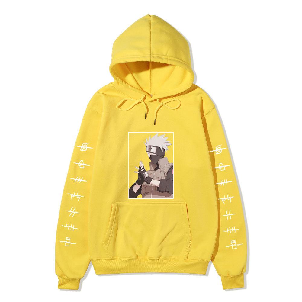 Naruto Anime Hoodie, Kakashi Graphic Sweatshirt with Ninja Village Symbols, Casual Street Hoodie for Adult Men and Women
