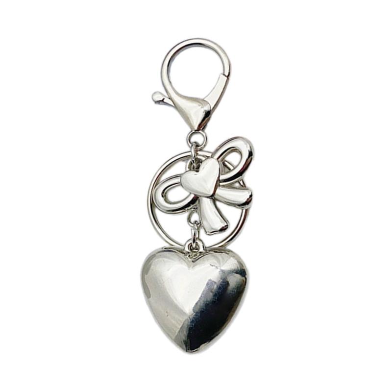 Attractive Heart shaped Keychain Pendant with Bowknot Fashionable Pendant with 3D Heart shaped for Bag and Keychains