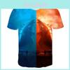 Farbenfrohes 3D-Druck-Godzilla-König-der-Monster-Unisex-Freizeit-Kurzarm-T-Shirt
