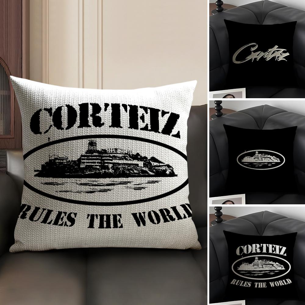 CCorteiz Brand Cushion Cover Natural Linen Organic Fabric DoubleSided Printing Sofa Home Decor Gift Pillow Case