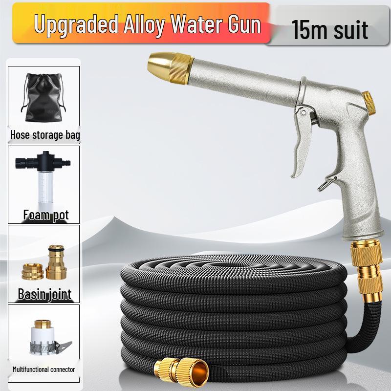 High-Pressure Car Wash Water Gun Set with Retractable Hose and Foam Pot