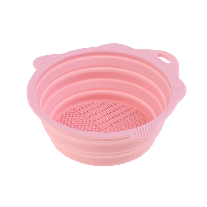 

Красочные мягкие силиконовые кисти для макияжа Складная чистящая чаша Инструменты для кистей для макияжа розовый