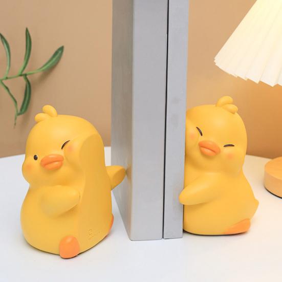 1 Pair Hug Duck Book End Cartoon Anti-slip Heavy Duty Resin Craft Home Office Desktop Book Stopper Holder Animal Ornament Figure Figurine Statue