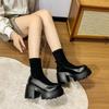 Short Boots  Spring New Retro Fashion Small Thick-soled Heightening Martin Boots Versatile Elastic Thin Boots