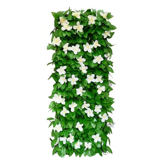 Expandable Artificial Flower Privacy Fence UV Resistant Fake Floral Ivy Screen Wall Panels Indoor Outdoor Garden Faux Greenery Backdrop Decoration