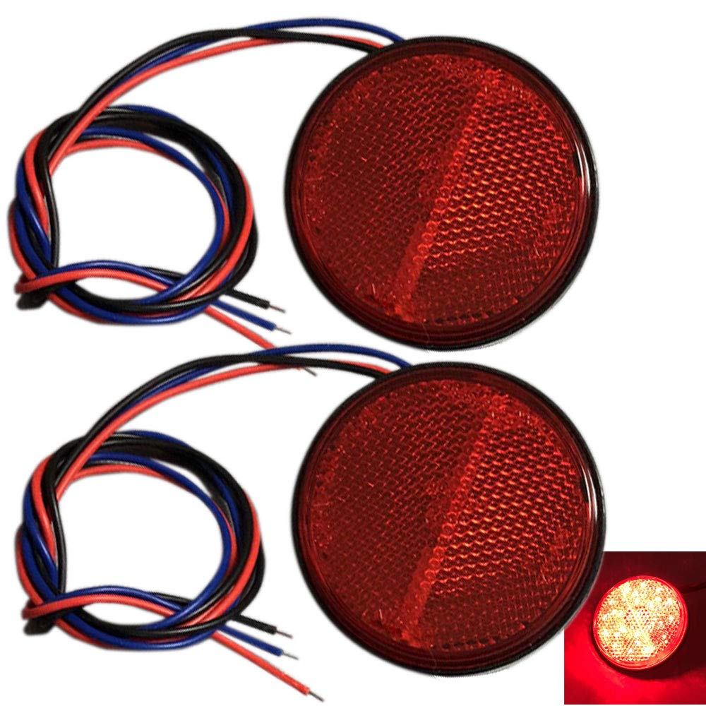 Discover Winds LED Reflector 24V Reflector Double Glow Trailer Side Marker Rear Marker Turn Signal Tail Lamp (Red)