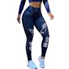 High-Waisted Plus Size Women's Faux Denim Leggings for Fitness & Yoga