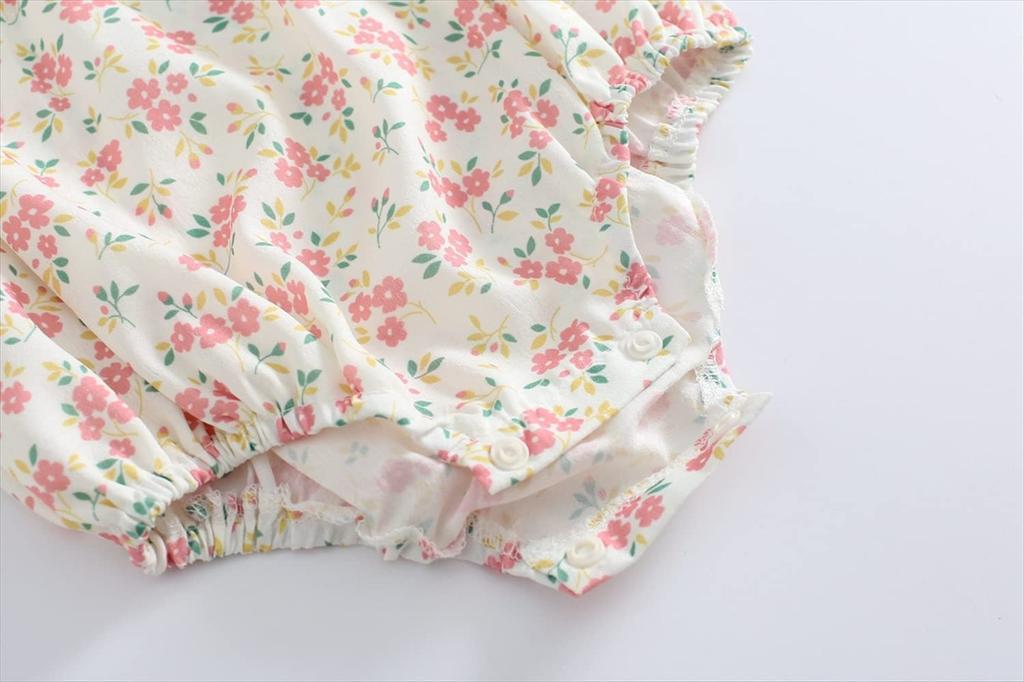 Romper Bodysuit Jumpsuit Summer Flower Floral Baby Newborn Hat Set Girls Pink 6Months [Misia Luxury] [27146-27155]