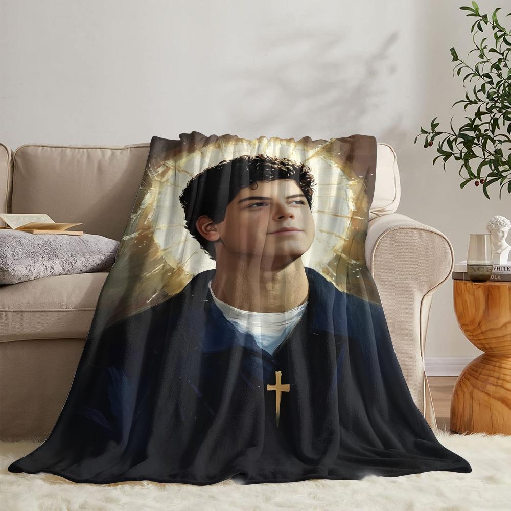 GUOYU Blanket Ssaint Carlo Acutis Throw Soft Flannel Throw Summer Blanket Lightweight Cozy Nap Blanket for Sofa Bed Travel