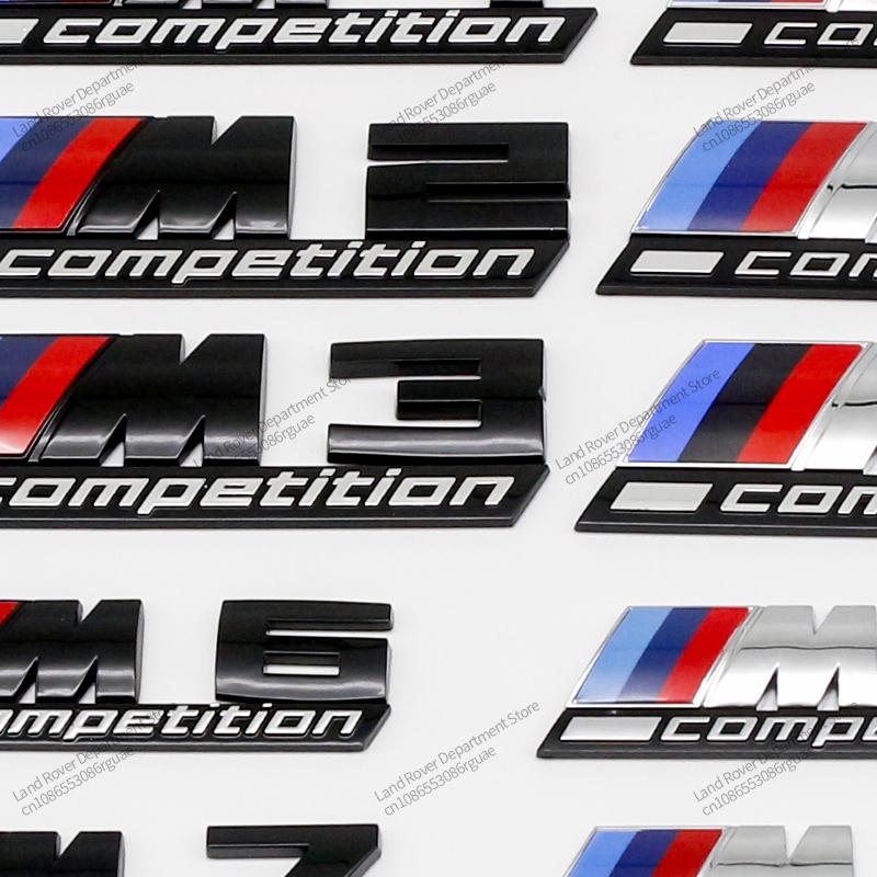 Emblema Premium BMW M Power para Porta-Malas Adesivo Logo Preto Brilhante Prata para M2 M3 M4 M5 M6 M8 Competition 13cm 10.5cm Decoração de Carro