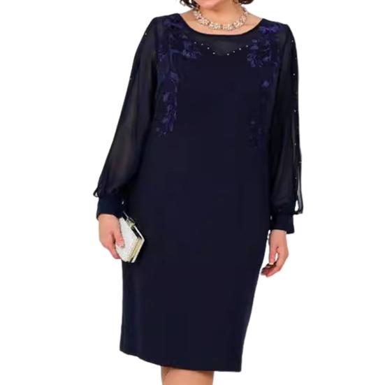 

Жіноча богемна міді-сукня великого розміру вільного крою, елегантна випускна сукня А-силуету, однотонна сукня-пуловер з принтом для весілля, офісу, повсякденного життя, вечірки 2XL чорний