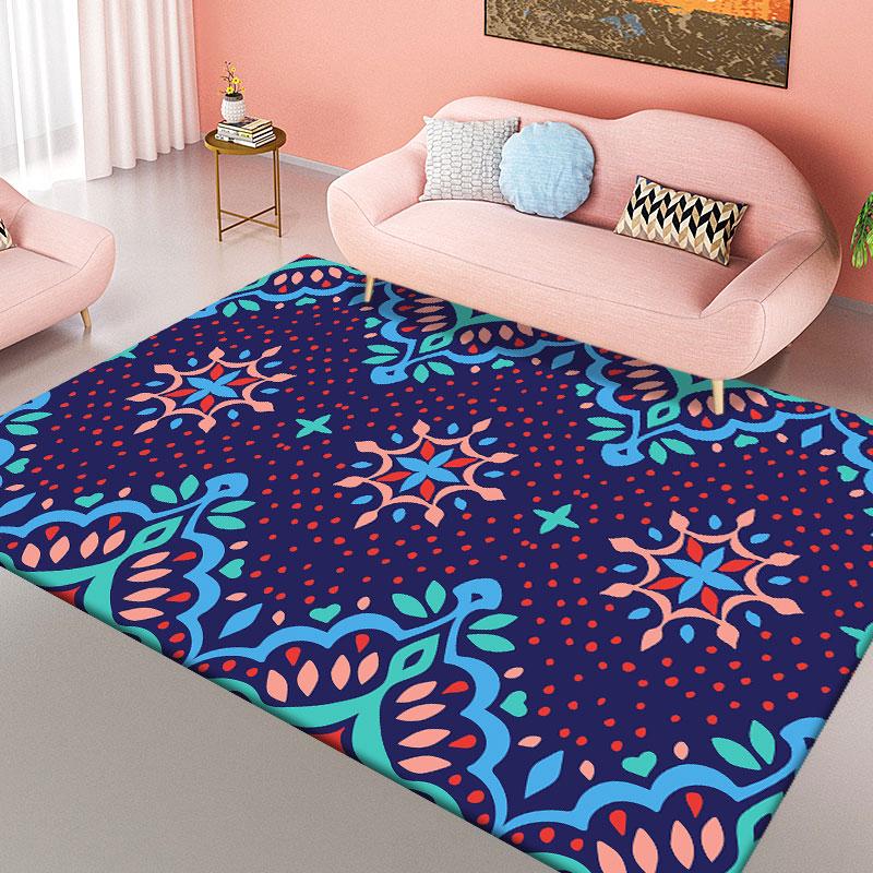 

Ретро ковер для гостиной, нескользящий круглый ковер с богемным узором, коврик для детской комнаты, коврик для спальни 40x60cm