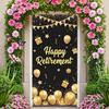 Retirement Party Banner Gift Box Design Party Decoration Polyester Material Party Backdrop for Photo Shoot Indoor Celebration