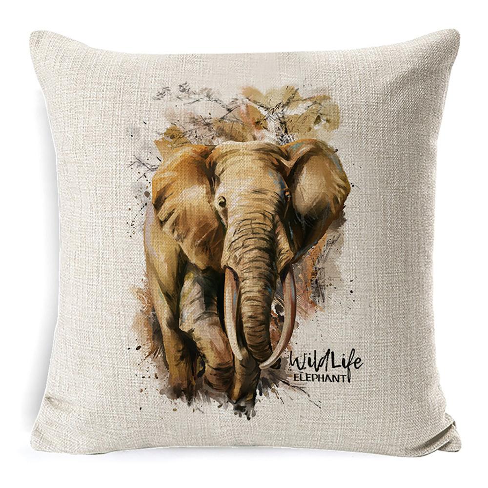 African Animal Linen Cushion Cover Office Sofa Cushion Office Lumbar Pillow Small Pillow