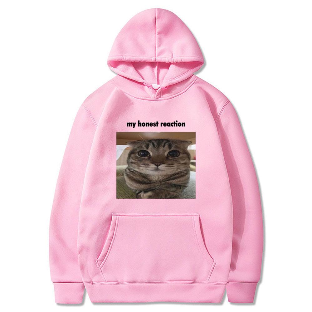 Meine ehrliche Reaktion Lustige Katze Meme Hoodies2 025 Herren Damen Kapuzenpullover Wintermode Harajuku Kleidung Lässiger Stil Paar Streetwear