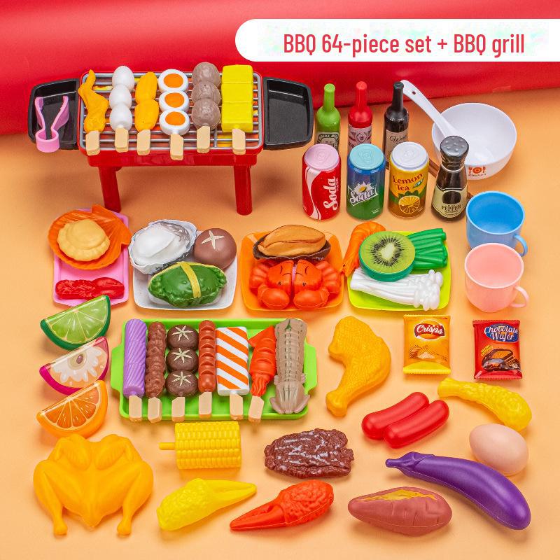 Children's Pretend BBQ Set: Kitchen Play Barbecue Skewers with Simulation Food