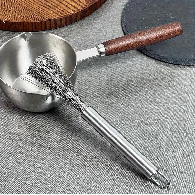 3pcs Stainless Steel Pan Brush Long Handle Strong Decontamination Convenient Fast Sink Stove Kitchen Accessories.