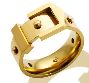 Glänzende Kristall High-End Anlaufgeschützte Mode Geometrische Offene Vergoldete Edelstahlringe für Damen Ehering Schmuck Geschenke
