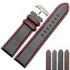 18mm 20mm 22mm 24mm Schwarz Rot Orange Naht Kohlefaser Leder Uhrenarmband mit Stahlschließe Armband Sportuhrarmband