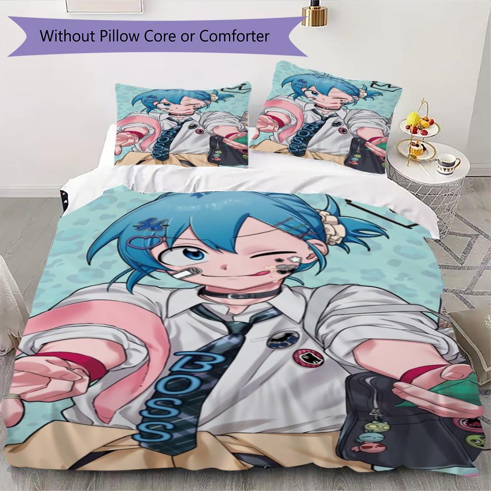 Welcome To Demon School! Iruma Kun Pattern Bedding,Quilt Set Quilt Cover Pillowcase Home Birthday Gift(1 * Duvet Cover + 2 * Pillowcase, Without Core)