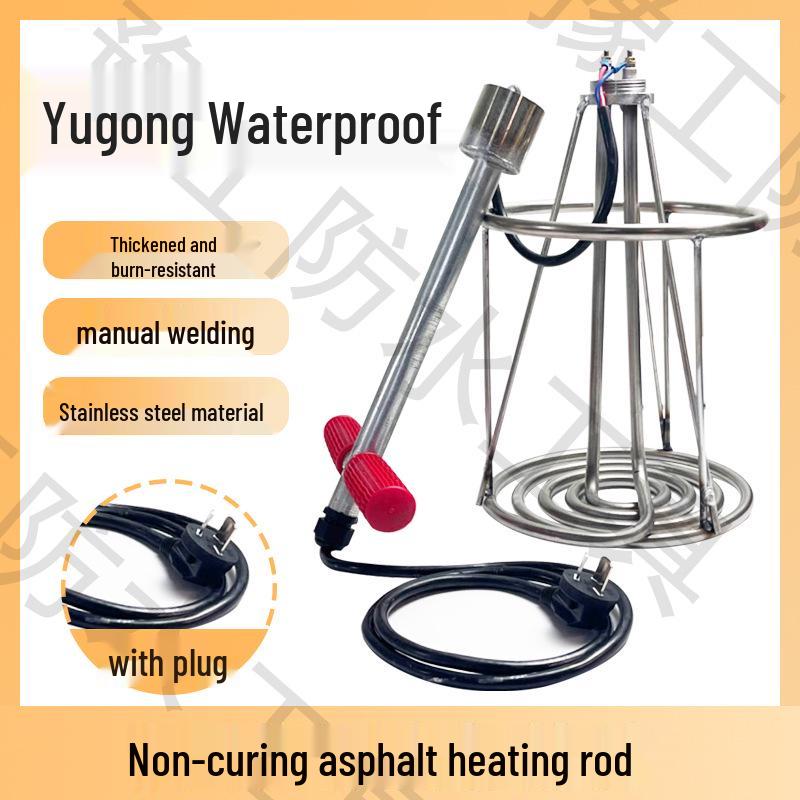 Heat-Resistant Asphalt Heater Rod with Thick Rubber Coating, Heightening Feature & Stainless Steel Red Handle
