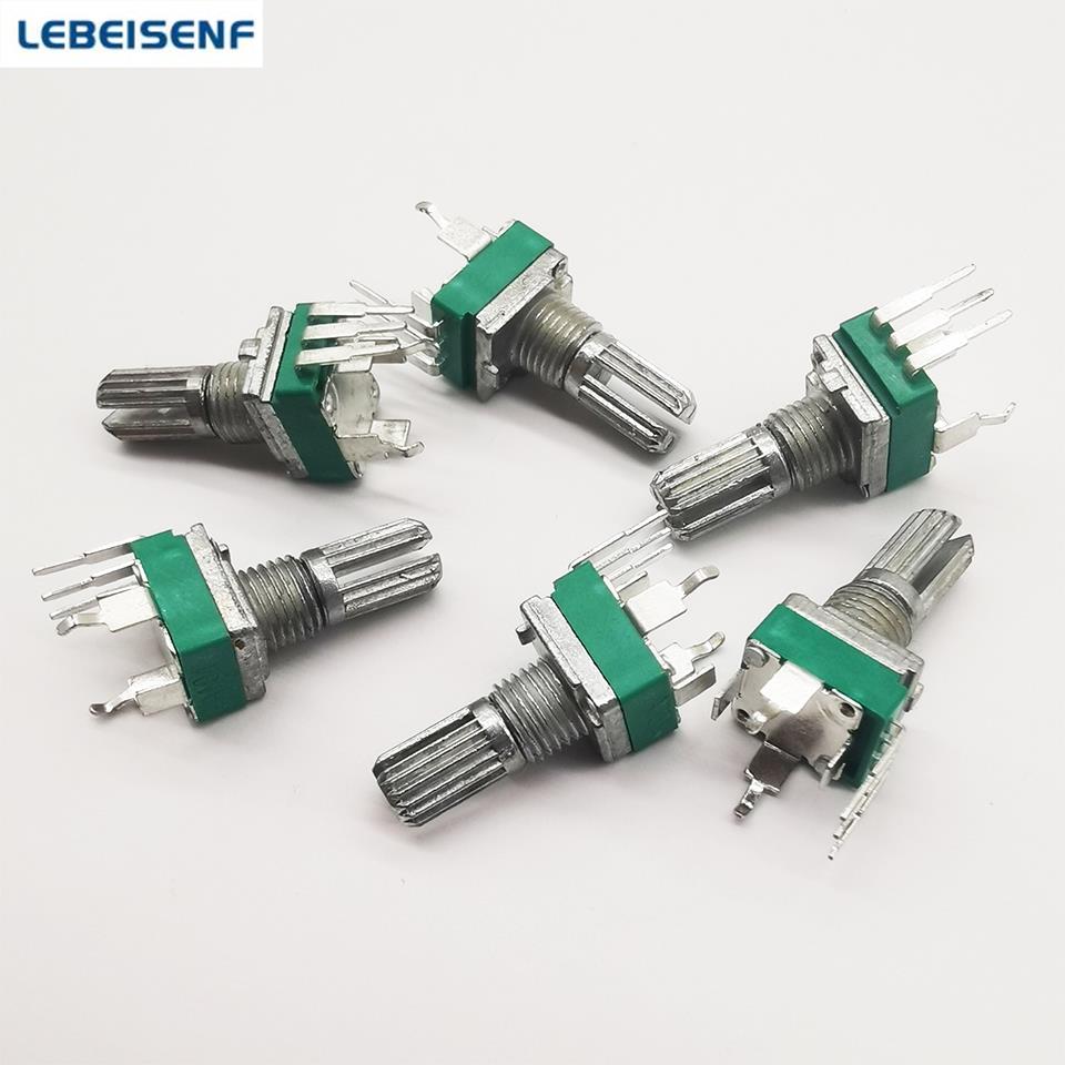 5 Stück/Los Versiegelter 3-Pin RK097N Einzelner Vertikaler Potentiometer A10K A20K A50K A100K-A1M Griff 15MM Blume