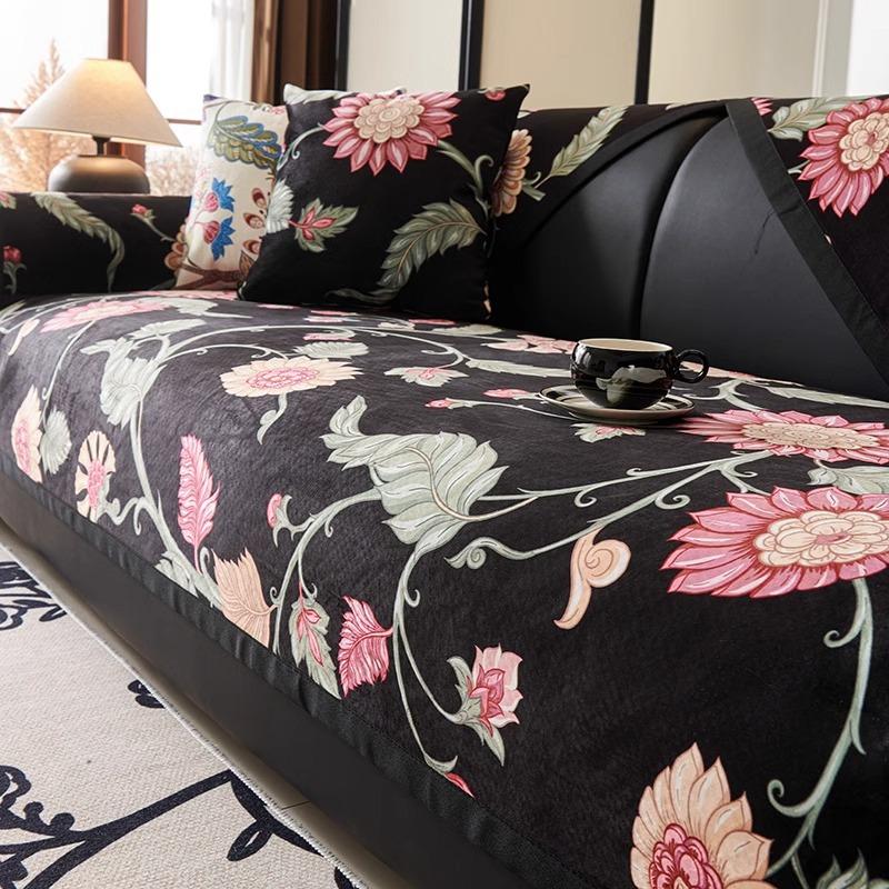 Crystal Velvet Sofa Cover American Vintage Sofa Mat Jacquard Sofa Backrest Non-slip Light Luxury Couch Cushion Cover Cloth Towel