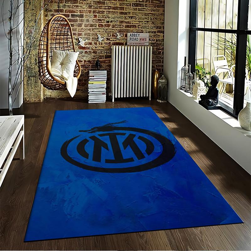 Blue Background Carpet with Black Emblem and Dragon Design Suitable for use as an anti-slip for living room bedroom sofas