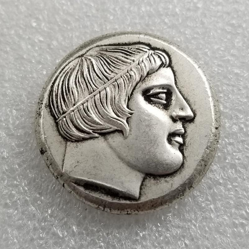 Antique Greek Statue Coin: Copper-Plated Silver, Aged Dollar Disc #7010. No