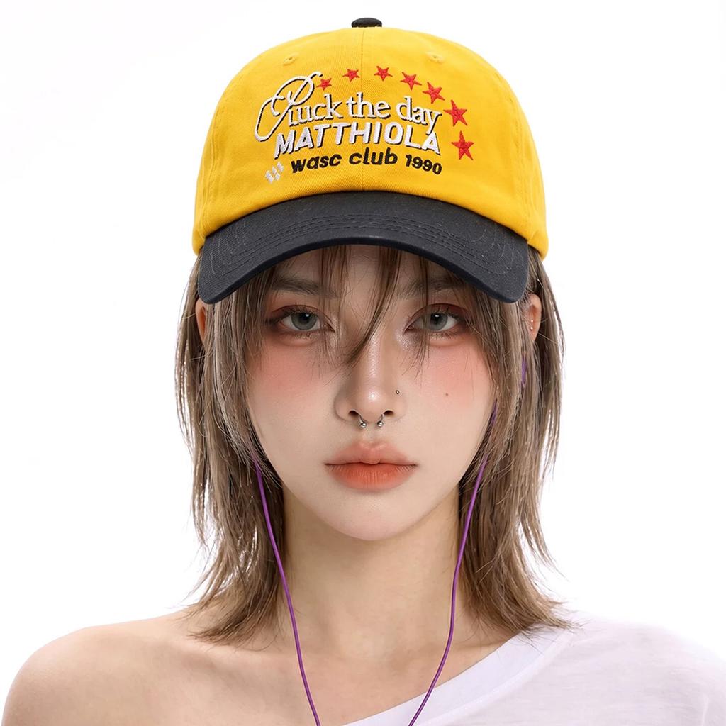 Preppy Style Koreanische Bestickte Buchstaben Baseballkappen Neue Herren Damen Sonnenschutz Persönlich Vielseitig Farbblock Mode Schirmmützen
