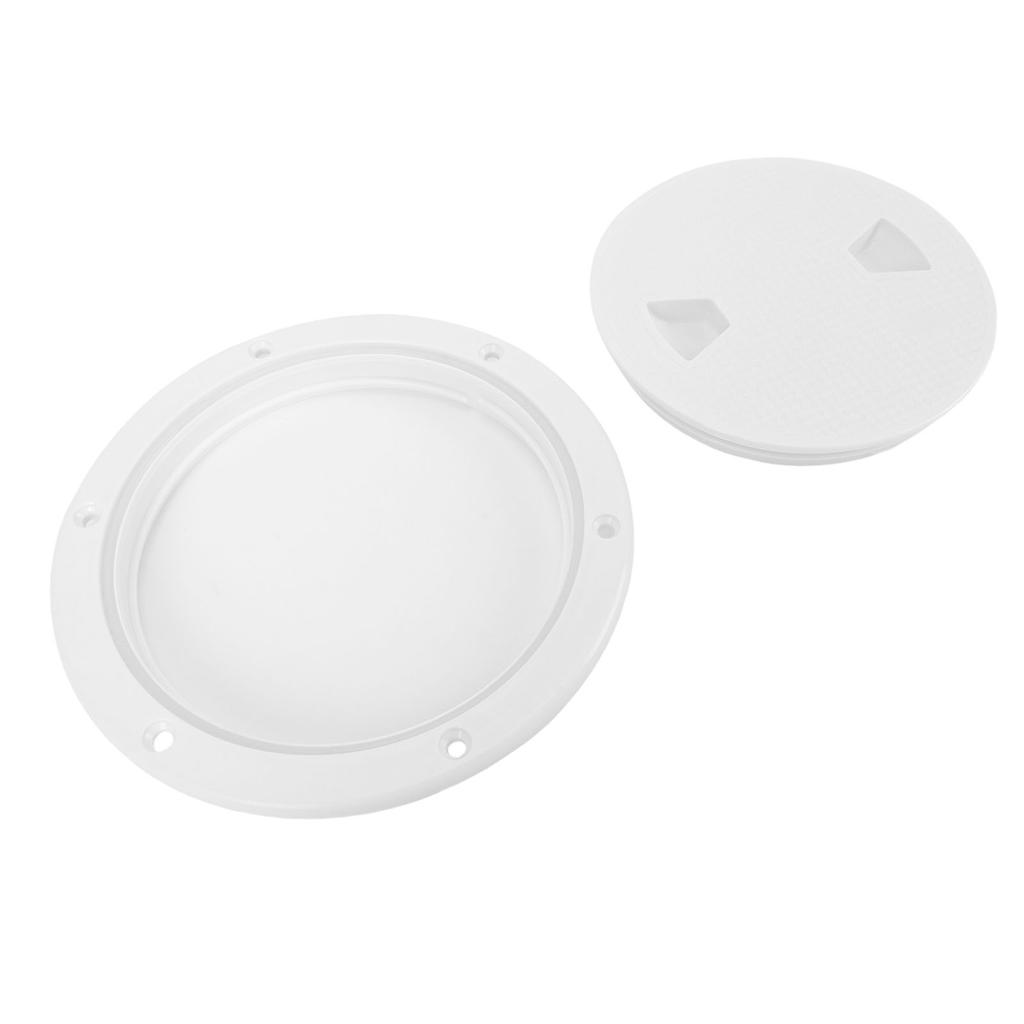 Boat Hatch Deck Plate 6.5 Inch Nylon Anti Slip Round Boat Detachable Inspection Deck Hatch Cover for Marine Yacht White