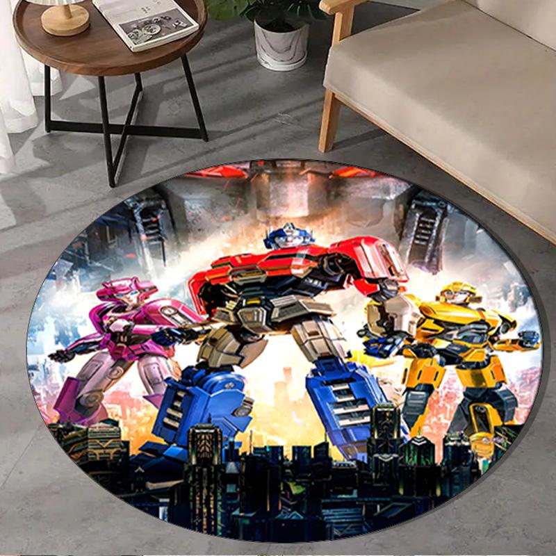 1PC Trans-formers Adventure Round Rug, Non-slip Chair Mat, Home Decor, Circle Carpet Perfect for Office, Bedroom, Living Room,Christmas Gift