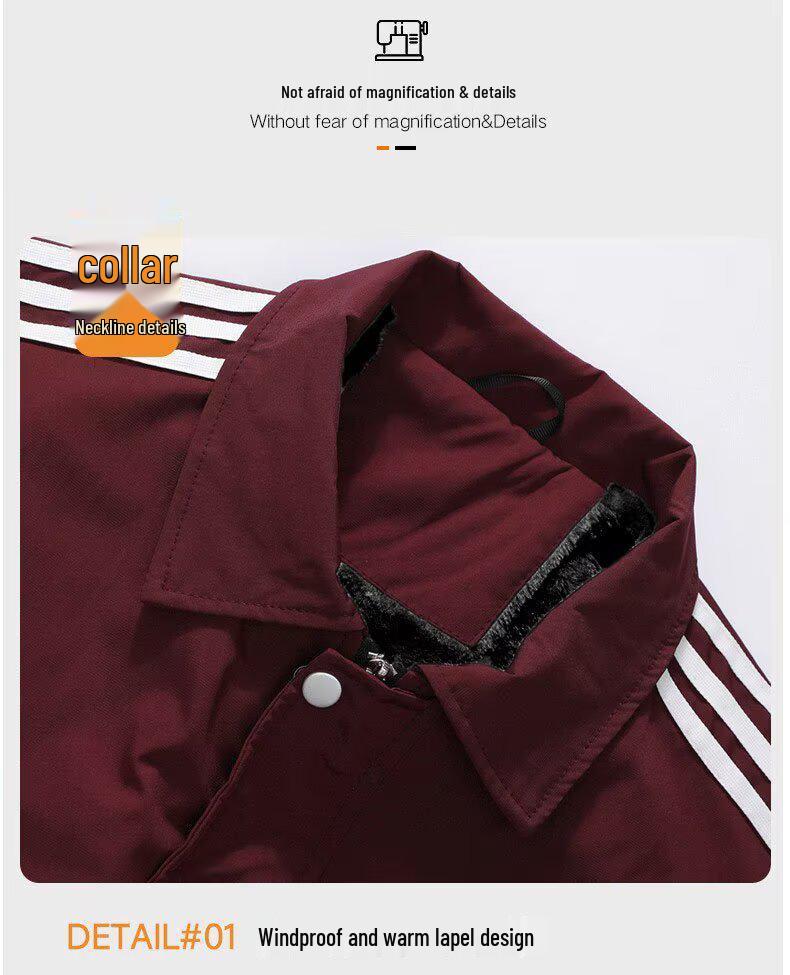 Men's Winter Trendy Thickened Lapel Workwear Coat - Loose Fit with Extra Velvet Lining.
