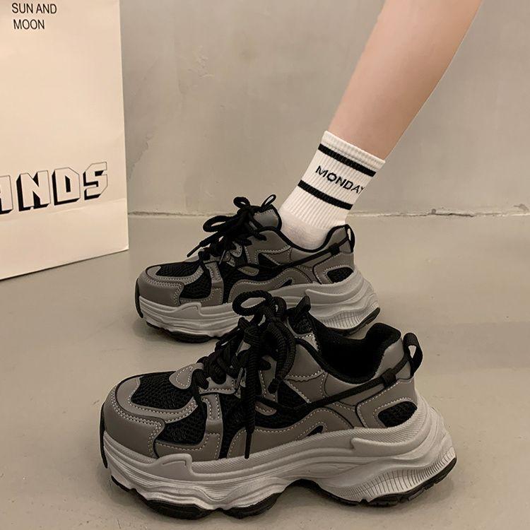 

Platform dad shoes women s spring and autumn heightening new mesh breathable casual sneakers 40 серый
