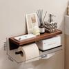 Cmaos Walnut Black Toilet Paper Holder with Storage