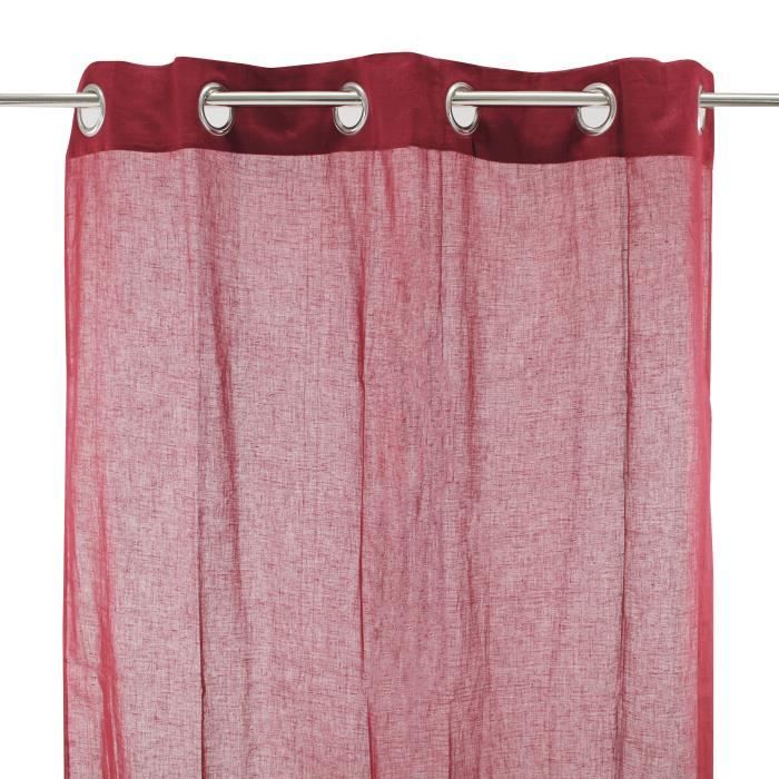 Voilage 100% coton - Rouge bourgogne - 105x250 cm
