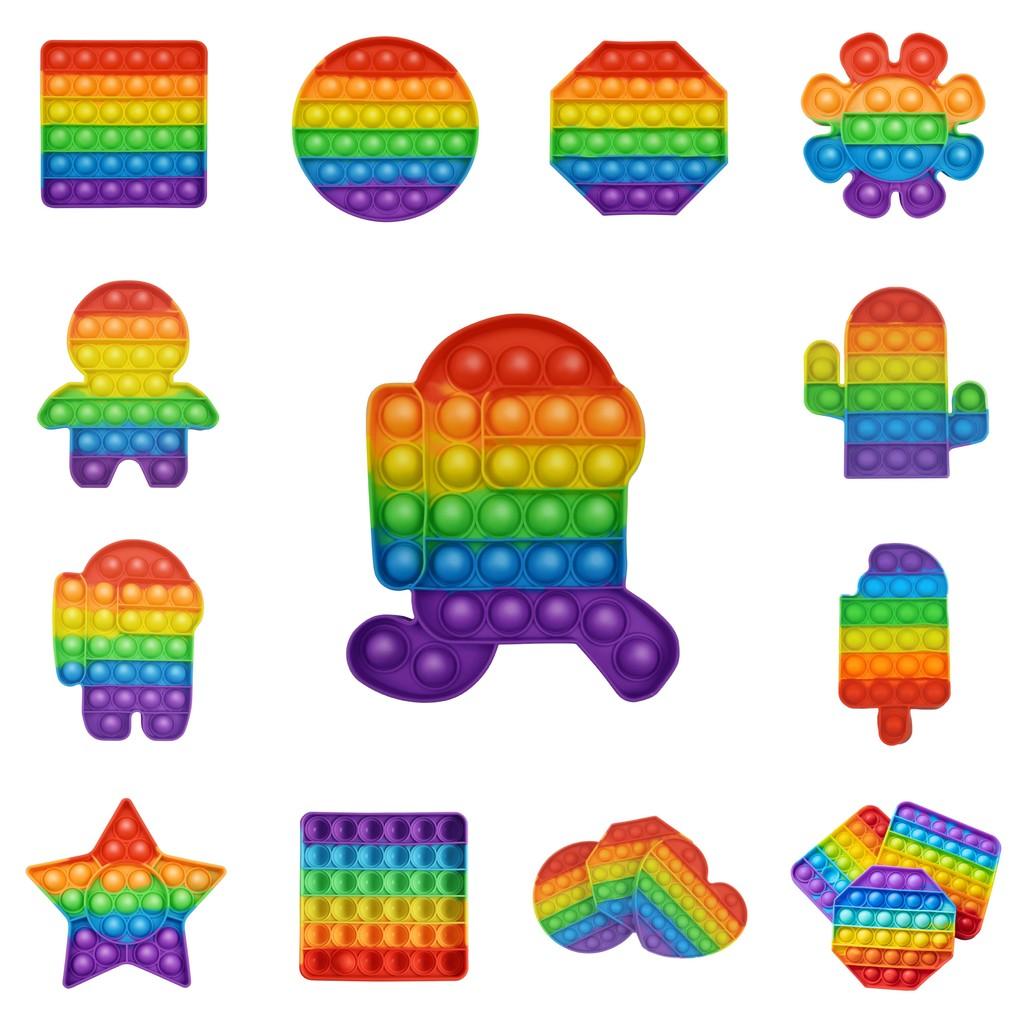 Innovatives 12cm Regenbogen Silikon Sensorisches Blasen Spielzeug Für Kinder Mit Bunten Formen