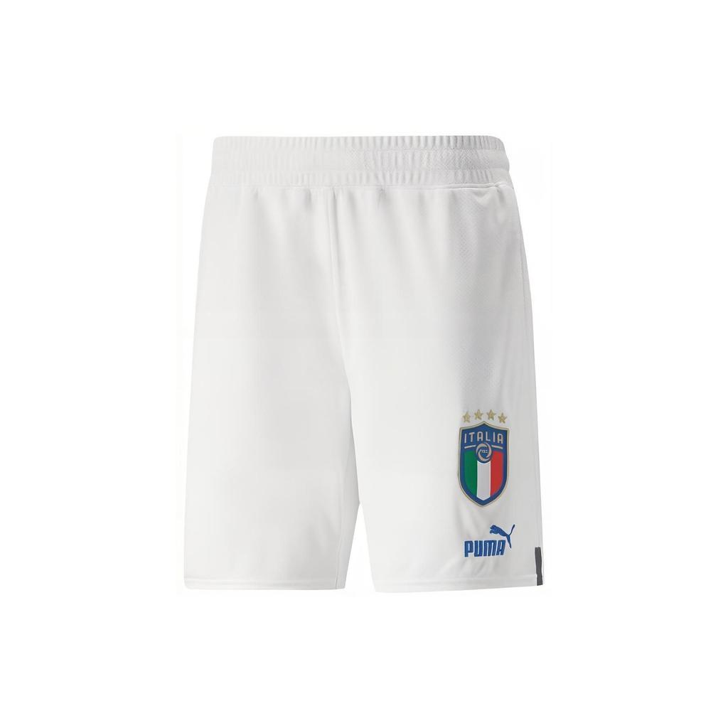 Puma Solid Color Logo Embroidered Micro Badge Sports Straight Leg Football Shorts Italy Team Men Shorts White 765668-08