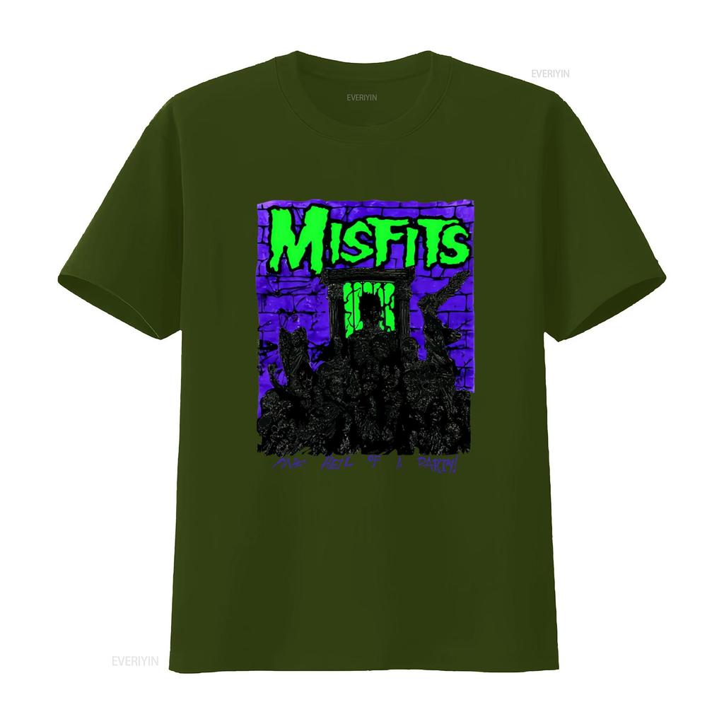 MISFITS 80s Rockband One Hell of A Party T-shirt Vintage Stijl voor Fans vintage Gewassen Stijlvolle grafische print Veelzijdig