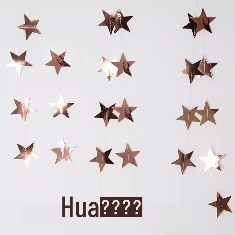 Wedding Star Garland - 4m Banner, Five-Pointed Star Ornaments, Ideal for Birthdays, Parties, and New Year Decorations