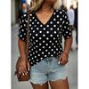 Womens V-Neck Short Sleeve Loose Fit T-Shirt With Floral Lake Scene Cartoon Bun Girl Print 2025 Casual Top